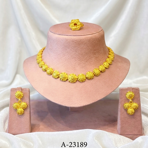 Latest Trendy Indian Gold Plated Zircon Floral <b>Necklace</b> and Earring <b>Set</b> for Women Engagement Wedding & Party Jewelry - Product Image 3