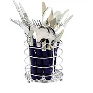 Industrial Bronze Wire Barrel Utensil Holder Mesh Bottom Round Metal Cutlery Caddy Spoon Fork Storage <b>Rack</b> for Kitchen Counter - Product Image 3
