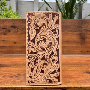 2025 fabriqués à la main élégant usiné à la main en cuir véritable hommes à deux volets portefeuille cartes et Design Floral mince argent organisateur porte-carte - Product Image 5