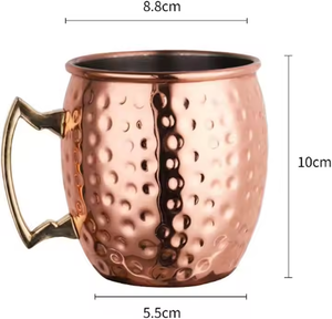 Mug à Moscow Mule en cuivre martelé avec poignée en laiton, tasse à boisson en cuivre pur pour cocktails, mocktails, boissons fraîches, idéal pour offrir - Product Image 2