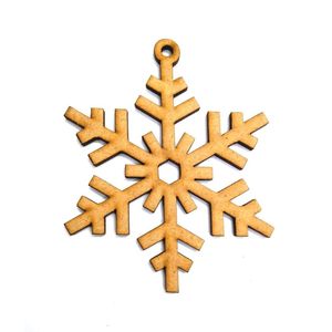 Ornement de Noël flocon de neige en bois découpé au laser, en gros, artisanat suspendu en bois brut, décoration de sapin de Noël DIY, fournitures de fête - Product Image 1