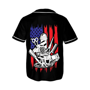 Nueva llegada de ropa de trabajo para barberos, diseño de sublimación con logotipo personalizado, camiseta de barbero lavable - Product Image 2