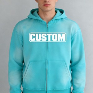 Sudadera con capucha azul raglán con cremallera para hombre, estilo hip hop, con estampado de letras, personalizada, OEM ODM, venta al por mayor 2026 - Product Image 5