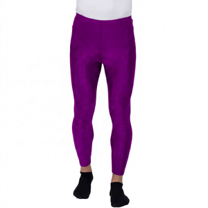 Leggings de compression noirs pour hommes, longueur intégrale, taille élastique avec logo blanc imprimé par transfert thermique - Product Image 2
