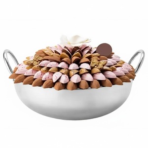 Bol de service cannelé en acier inoxydable, élégant, en métal argenté, pour desserts, fruits, salades, en-cas, avec base sur pied, vaisselle ronde, cadeau - Product Image 2