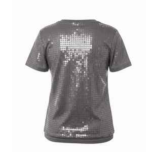 Jack and Jill T-shirt décontracté à manches courtes pour femme, gris, à paillettes, avec lettres grecques, personnalisé pour sororité - Product Image 2