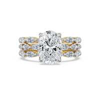 Bague de fiançailles unique en moissanite de luxe à taille ovale avec bande de pierres à trois couches, plaquée or, en argent sterling 925, bijoux de mariée