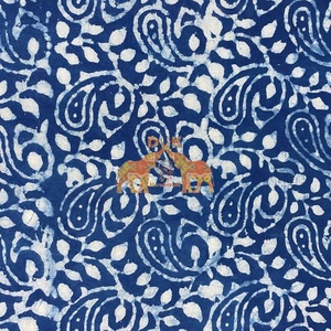 Tissu Sanganeri imprimé à la main en coton indien pur à 100 %, bleu indigo, pour rideaux, chemises et jouets pour garçons – Vente en gros - Product Image 4