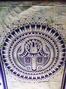 Couverture murale Hamsa Hand en coton imprimé géométrique indien musulman, faite à la main, lavable en machine, pour lit, dortoir et décoration intérieure - Product Image 2