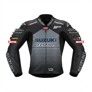 Veste de course moto en cuir de vache véritable Zuzuki pour homme/Chaquetta, équipement de protection CE niveau 2 avec bosse dorsale - Product Image 1