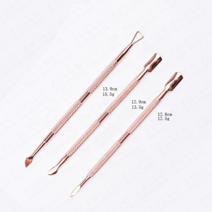 Pousse-cuticules en acier inoxydable rose doré avec logo personnalisé pour manucure et pédicure professionnelle et vente en gros - Product Image 2