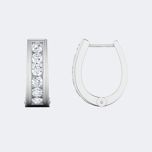 Pendientes de aro anchos con diamantes de corte redondo de 1.75 quilates y engaste de canal - Product Image 4