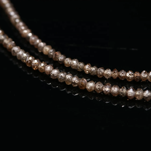 Collar de Plata de Ley 925 con cuentas de Rondelle facetadas de diamantes de champán naturales, collar de piedra pequeña - Product Image 2