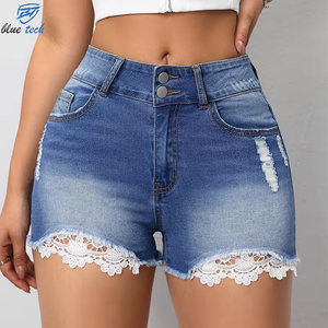 Shorts de Mezclilla Personalizados para Mujer, Cintura Alta, Elásticos, Corte Regular, Verano, Casual, Sexy, Vintage, Cierre de Botones, Servicios OEM - Product Image 3