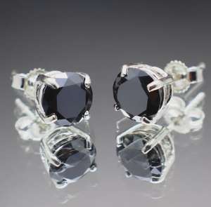 925 Sterling Silver 1CT Each Round Cut Black Moissanite Stud <b>Earrings</b> For Women's <b>Fine</b> Jewelry Anniversary Party Ceremonies Gift - Product Image 1