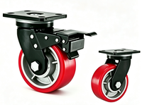 Roda Caster Ekstra Kuat 4/5/6/8/10/12 inci, Roda PU Inti Besi, Rumah Roda Berlapis Seng/ Cat Bubuk/ Cat Panggang, Putar & Tetap dengan Rem