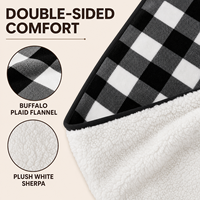 Couverture chauffante en flanelle sherpa à carreaux Buffalo, 50*60 pouces, 8 niveaux de chauffage, arrêt automatique, protection contre la surchauffe