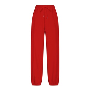 Pantalon de jogging en tricot bleu pour femme avec bande latérale, taille à cordon de serrage, coupe ample, décontracté, longueur intégrale, en coton, de BD - Product Image 6