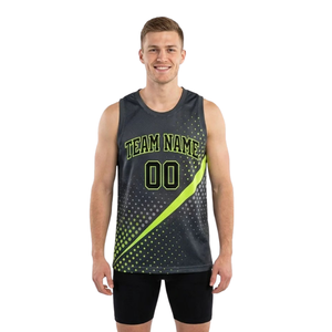 Ensemble de maillot de basket à col rond pour hommes avec ligne diagonale et imprimé à pois, haut d'équipe sans manches, short uni, nom et numéro personnalisés - Product Image 1