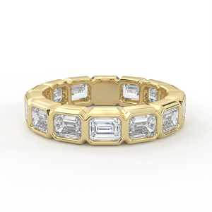 14K 18K Gold Emerald Cut Lab Grown Diamond Eternity Band <b>Ring</b> Modern Bezel Set Full <b>Circle</b> Geometric Stackable Wedding Jewelry - Product Image 2