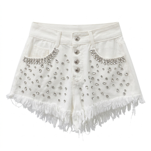 Shorts en jean tendance, tissu doux, coupe confortable, respirant, léger, style pour femmes, vêtements décontractés, tenue d'été et usage quotidien - Product Image 2