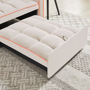 Modern Cream <b>Single</b> Adult Sofa <b>Bed</b> Recliner with <b>Adjustable</b> Back Three-in-One Folding Chair and <b>Bed</b> Berth - Product Image 6