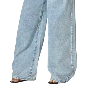 Jean en denim ample taille haute pour femme, coupe décontractée en coton respirant, pantalon tendance pour le quotidien, séchage rapide, idéal pour l'été - Product Image 5