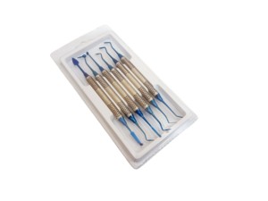 Juego de 6 Instrumentos Dentales Ergonómicos Manuales para Rellenos de Composite, Acero Inoxidable con Recubrimiento Azul, Herramientas para Esculpir Resina, CE ISO - Product Image 4