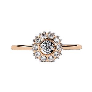 Anillo de Girasol con Diamantes Reales de Diseño Intrincado, Corte Redondo, Joyería Fina Hecha a Mano, Regalo para Mujer - Product Image 2