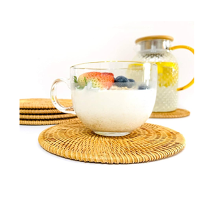 Platos Circulares de Ratán Natural Hechos a Mano, Ecológicos, para el Hogar, para el Desayuno, para la Mesa, para la Tetera, a Precio Económico - Product Image 2