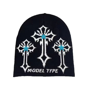 Gorro de Invierno Unisex Ajustable de Acrílico 100% con Letras Amarillas Bordadas y Pompón, Estilo Vintage Plaza Del Sol Street Tacos - Product Image 1