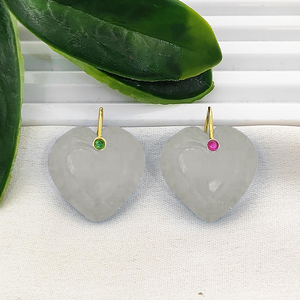 Green Chalcedony Heart Carving Pendant 20mm Heart Shape Handmade Carved Charm Gold Plated Pendant For Jewelry Making Suppliers - Product Image 2