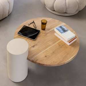 Table basse ronde Vandana Nimbus Elara en bois effet béton et bois d'acacia - Product Image 5