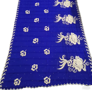 Women's Blue <b>Chiffon</b> Hijab Floral Embroidered Rhinestone Lightweight Breathable Ethnic <b>Scarf</b> Africa Style Daily Wear AHE-Textile - Product Image 2