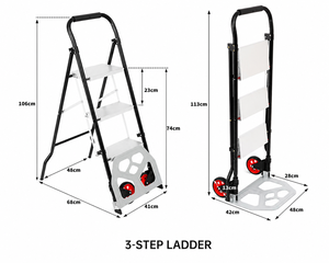 2 in 1 Folding <b>Step</b> Ladder Hand Truck Aluminium <b>Platform</b> Trolley Rolling Dolly for Home Shopping and Moving - Product Image 2