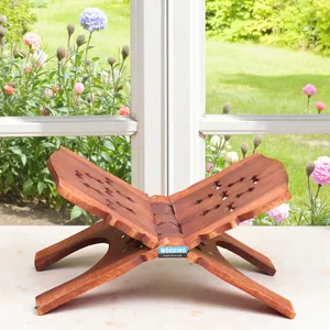 Support de lecture pliable en bois artisanal pour livres ou livres religieux, idéal pour le Ramadan - Product Image 2