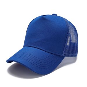 Structured Plain Design Adjustable Size 5 Panel High Crown Mesh Back Trucker <b>Hat</b> - Product Image 4