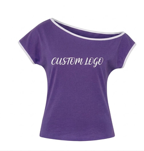 T-shirt violet à manches courtes avec bordure contrastante, col rond, décontracté, couleur unie, pour homme, imprimé sur le devant, coupe classique - Product Image 1