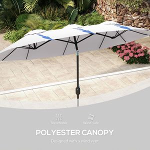 Grande Ombrellone da Esterno 24 cm (9.5'') a Doppia Faccia con Manovella Inclinabile a Pulsante, 3 Prese d'Aria e 12 Stecche per Patio - Product Image 3