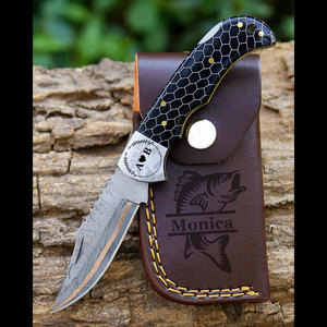 High Hardness Copper Damascus Steel Honeycomb Handle OEM DIY Outdoor Folding Pocket Knife Back Lock EDC <b>Tool</b> <b>Camping</b> Knives - Product Image 1