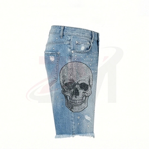 Pantalones Cortos de Mezclilla con Cristales y Pedrería para Hombre, de Alta Calidad, a la Moda, Personalizados, Venta al Por Mayor - Product Image 3