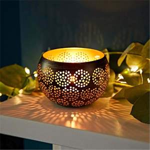 Support de bougie chauffe-plat en métal personnalisable - Lanterne à bougie votive en fer au design vintage d'arbre, coupelle à bougie pour aromathérapie et décoration de Noël - Product Image 2