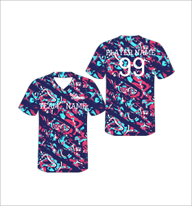 Custom Pink Blue Camo Baseball Jersey Moisture Wicking Sublimated Team Uniform Button Up <b>Athletic</b> Shirt OEM ODM - Product Image 1