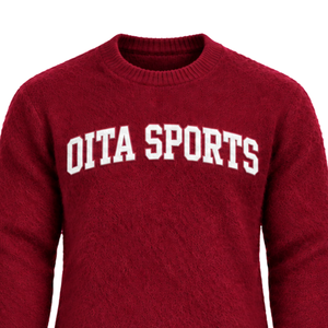 Pull en tricot doux pour homme, couleur bordeaux, col rond, manches longues, décontracté, pour l'hiver, avec logo personnalisé en relief sur la poitrine - Product Image 3