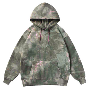 Sweat-shirt à capuche tie-dye pour homme, coupe ample, manches régulières, en coton tricoté, décontracté, pour l'automne, avec poche avant - Product Image 1