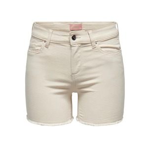 Shorts de Mezclilla Beige de Cintura Alta para Mujer, Shorts Casuales de Pierna Recta de Algodón para Verano con Cierre de Botón, Estilo Simple - Product Image 4