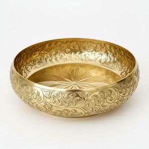 Versatile Metal Urli Bowl with <b>Deep</b> Design for Water Flower Holding Traditional Indian Motifs Home Decor for Wedding Occasions - Product Image 3