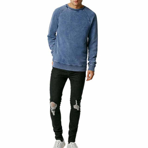 Sweat-shirts légers à col rond pour hommes, style délavé à l'acide, simples et unis, à manches longues - Product Image 3