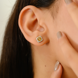 Precio de Fábrica al por Mayor, Diseño Minimalista, Aretes de Oro Blanco Real de 14K con Citrino y Diamantes, para Uso Diario, Joyería para Chicas - Product Image 6