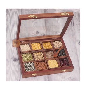 Boîte à épices en bois 100% faite à la main avec rangement, décorative pour la cuisine, organisateur de masala dabba, conteneur de rangement pour épices - Product Image 4